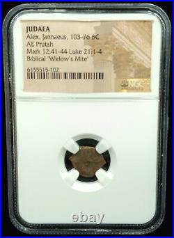 103-76 BC Biblical Widow's Mite Ancient Coin NGC Certified Judaea (I-19347)