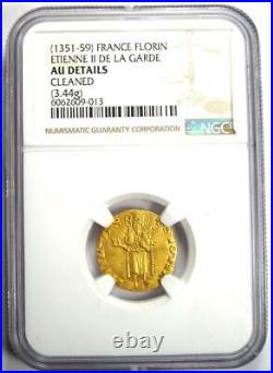 1351-59 France Gold Etienne II Florin Gold Coin Certified NGC AU Details