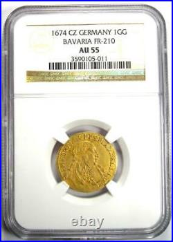 1674 Germany Gold Bavaria Ferdinand Maria Goldgulden 1GG Certified NGC AU55