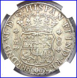 1758 Peru 8 Reales Coin Pillar Dollar Silver 8R Certified NGC AU Details