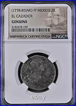 1778-83 MO FF shipwreck Coin EL CAZADOR MEXICO 2 Real NGC Certified Genuine