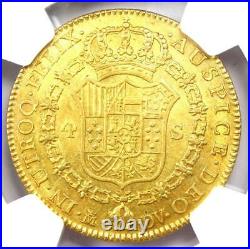 1787 Gold Spain Charles III 4 Escudos Gold Coin 4E Certified NGC AU58 Rare