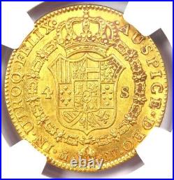 1787 Spain Charles III 4 Escudos Gold Coin 4E Certified NGC AU55 Rare