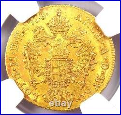 1788 Austria Joseph II Gold Ducat Coin 1D Certified NGC AU53 Rare Coin