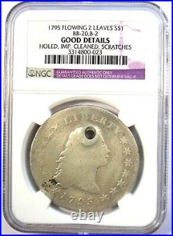 1795 Flowing Hair Silver Dollar $1 Coin Certified NGC Good Detail (Holed)