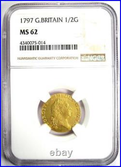 1797 Britain George III Gold Half Guinea 1/2G Coin Certified NGC MS62 (BU UNC)