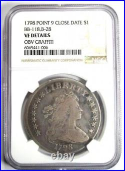 1798 Draped Bust Silver Dollar $1 Coin Certified NGC VF Detail Rare Coin