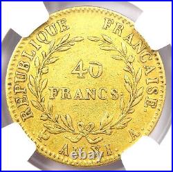 1802 France Napoleon Gold 40 Francs Coin G40F AN XI-A Certified NGC XF40 (EF)