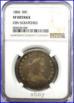 1806 Draped Bust Half Dollar 50C Coin Certified NGC VF Details (Very Fine)