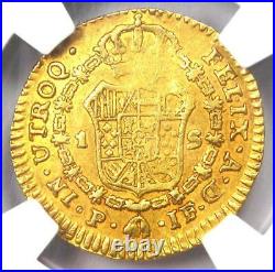 1810 Colombia Charles IV Escudo Gold Coin 1E Certified NGC AU Details
