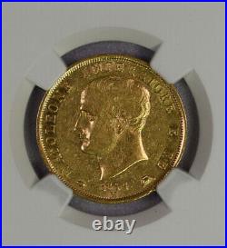 1814 Gold Napoleon 40 Lire Coin italy 40L 40 Lire Certified NGC AU50 Rare Coin