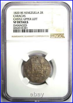 1820 Venezuela 2 Reales Caracas Castle Coin 2R Certified NGC VF Details
