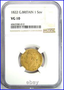 1822 Britain George IV Gold Sovereign Coin 1S Certified NGC VG10 Rare
