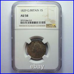 1829 King George lV Shilling Coin. Certified by NGC to AU 58