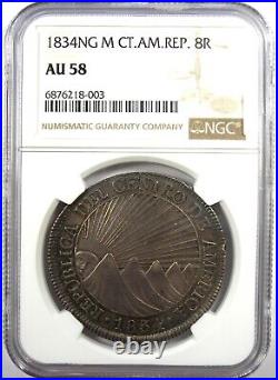 1834 Central American Republic 8 Reales Coin CAR 8R Certified NGC AU58 Rare