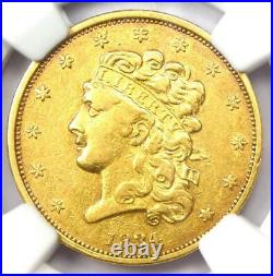 1834 Classic Gold Half Eagle $5 Coin Certified NGC XF45 (EF45) Rare Coin