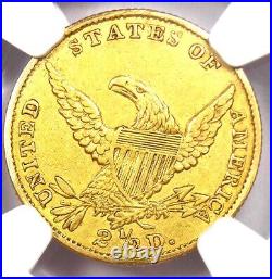 1834 Classic Gold Quarter Eagle $2.50 Coin Certified NGC AU Details Rare