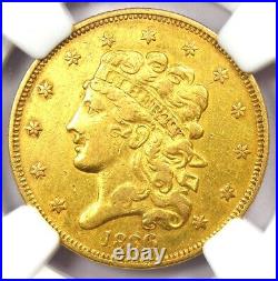 1836 Classic Gold Half Eagle $5 Coin Certified NGC AU Details Rare Coin