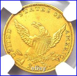 1836 Classic Gold Quarter Eagle $2.50 Coin Certified NGC AU Details Rare