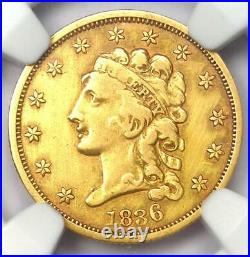 1836 Classic Gold Quarter Eagle $2.50 Coin Certified NGC XF Details Rare