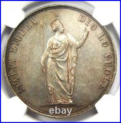 1848 Italy Lombardy 5 Lire Coin (5L, 5 Lira) Certified NGC AU58 Rare Coin