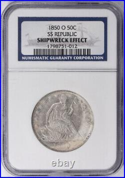 1850-O Seated Liberty Half Dollar 50c Shipwreck S. S. Republic NGC Certified Coin