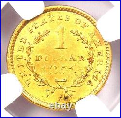 1851 Liberty Gold Dollar G$1 Coin Certified NGC Uncirculated Details (UNC MS)