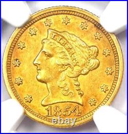 1854-O Liberty Gold Quarter Eagle $2.50 Coin Certified NGC AU55 Rare Date