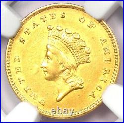 1854 Type 2 Indian Gold Dollar (G$1 Coin) Certified NGC AU Details Rare Coin