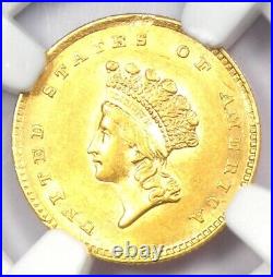 1854 Type 2 Indian Gold Dollar (G$1 Coin) Certified NGC AU58 Rare Coin
