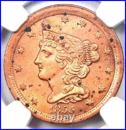 1855 Braided Hair Half Cent 1/2C Coin Certified NGC Uncirculated Detail UNC MS