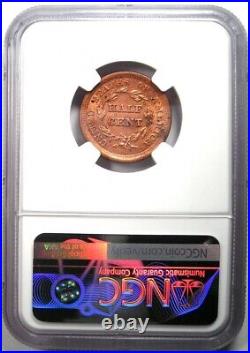 1855 Braided Hair Half Cent 1/2C Coin Certified NGC Uncirculated Detail UNC MS