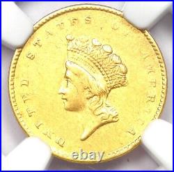 1855 Type 2 Indian Gold Dollar (G$1 Coin) Certified NGC AU55 Rare Type Coin