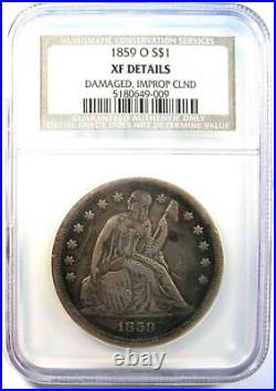 1859-O Seated Liberty Silver Dollar $1 Certified NGC XF Detail Rare Coin