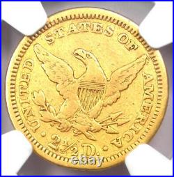 1861 Liberty Gold Quarter Eagle $2.50 Coin Certified NGC VF Details Rare
