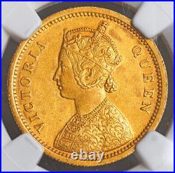 1862, India (British), Queen Victoria. Certified Gold Mohur Coin. Rare! NGC AU+