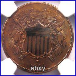 1864 Small Motto Variety Two Cent Coin 2C Certified NGC AU Details