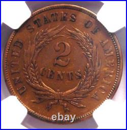 1864 Small Motto Variety Two Cent Coin 2C Certified NGC AU Details