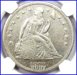 1872 Seated Liberty Silver Dollar $1 Coin Certified NGC AU Details Rare Date
