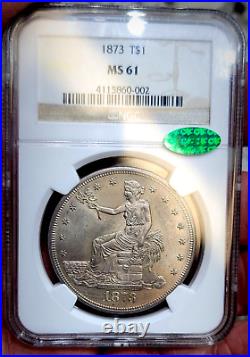 1873 $1 Trade Dollar NGC MS 61 CAC Certified Great Looking! & Looks Undergraded
