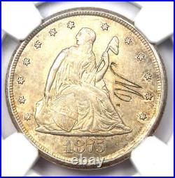 1875-CC Twenty Cent Piece 20C Certified NGC AU Detail Rare Carson City Coin