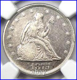 1875-P Twenty Cent Coin 20C Certified NGC AU Details Rare Date 1875 Coin