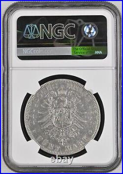 1876 German States SAXONY-ALBERTINE 5 Mark (Authentic NGC XF Details Certified)