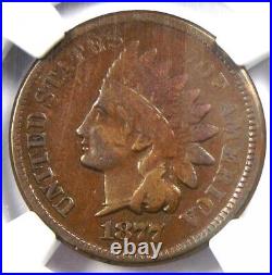 1877 Indian Cent 1C Coin Certified NGC VF20 Rare Key Date Certified Penny