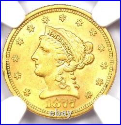 1877-S Liberty Gold Quarter Eagle $2.50 Coin Certified NGC AU58 Rarer Date