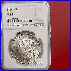 1878-S $1 MS61 NGC Morgan Silver Dollar Graded Certified Coin