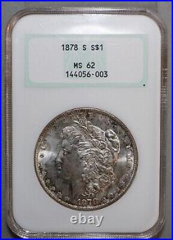 1878 S Morgan Silver Dollar $1 US Type Coin Certified NGC as MS62 Partial Label