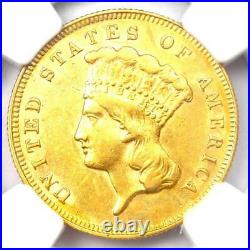 1878 Three Dollar Indian Gold Coin $3 Certified NGC AU Details Rare Coin