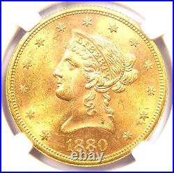 1880-S Liberty Gold Eagle $10 Coin Certified NGC MS63 (BU UNC) Rarer Date