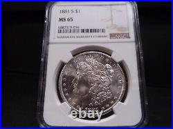 1881-S MS65 Morgan Silver Dollar NGC Certified Gem Blast White